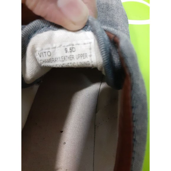 POLO Deck Vito Chambray and Leather Laceless Shoes 9.5 - Picture 5 of 12